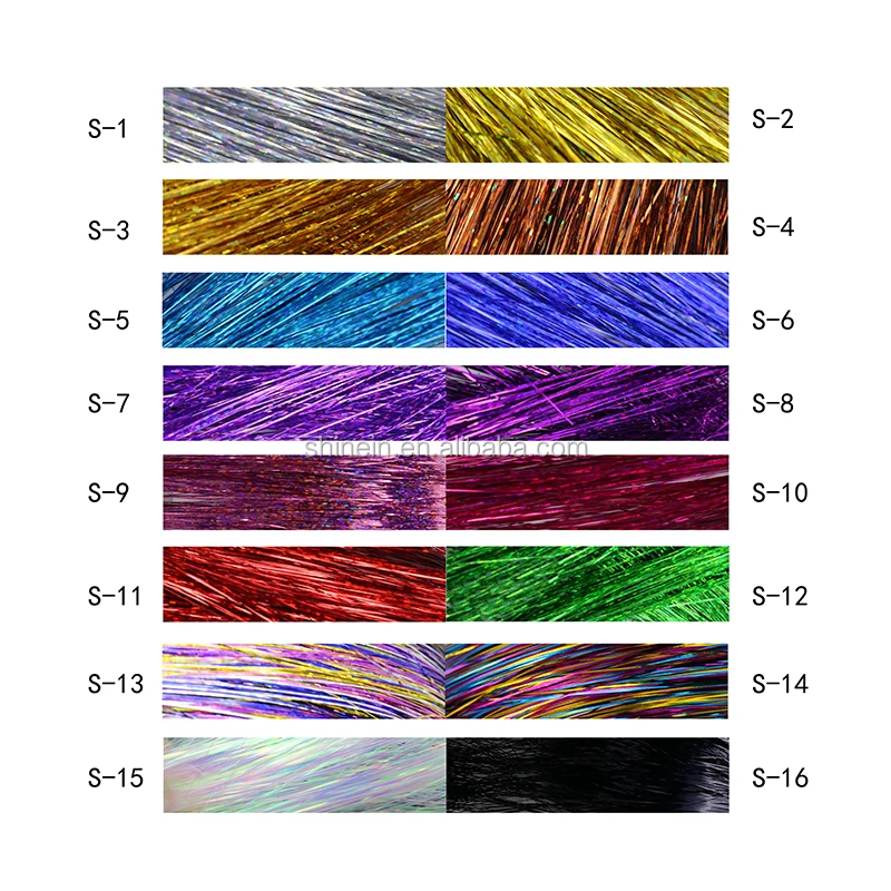 Shinein 150 Strands Straight 37' Metallic Glitter Tinsel Hair Extensions Laser Hair Tinsel Strands for Women