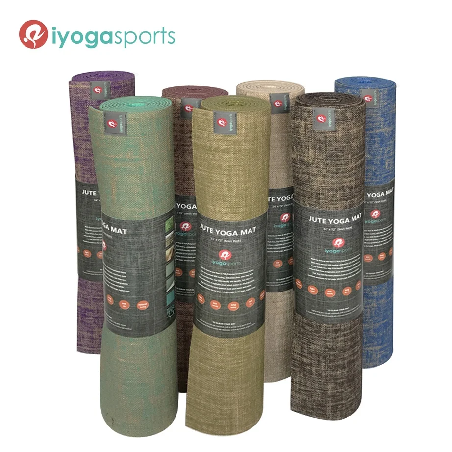 Natural jute yoga mat hemp fabric blend with PER foam 5mm thick
