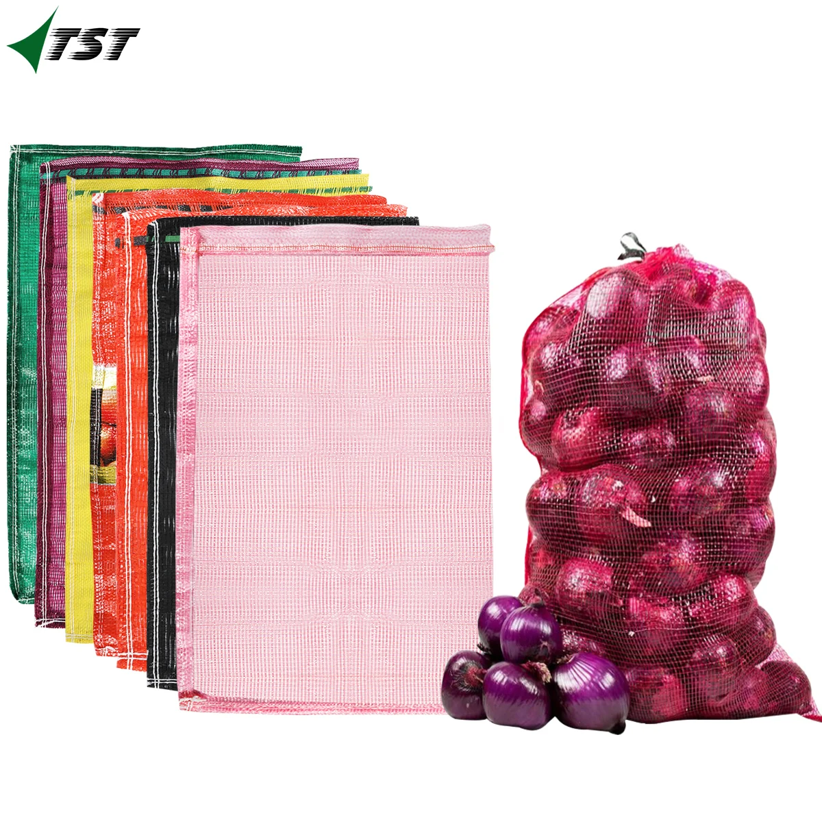 High Quality Plastic PP PE HDPE Monofilament Circular Tubular Raschel Leno Knitted Woven Mesh Net Bag Sack With Custom  label