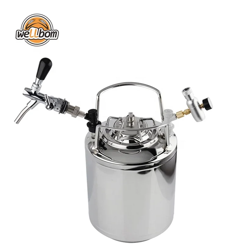 Homebrew 2.5Gallon Ball Lock Cornelius Beer Keg Stainless Steel 10L Corney Keg with Adjustable Tap Faucet & CO2 Regulator