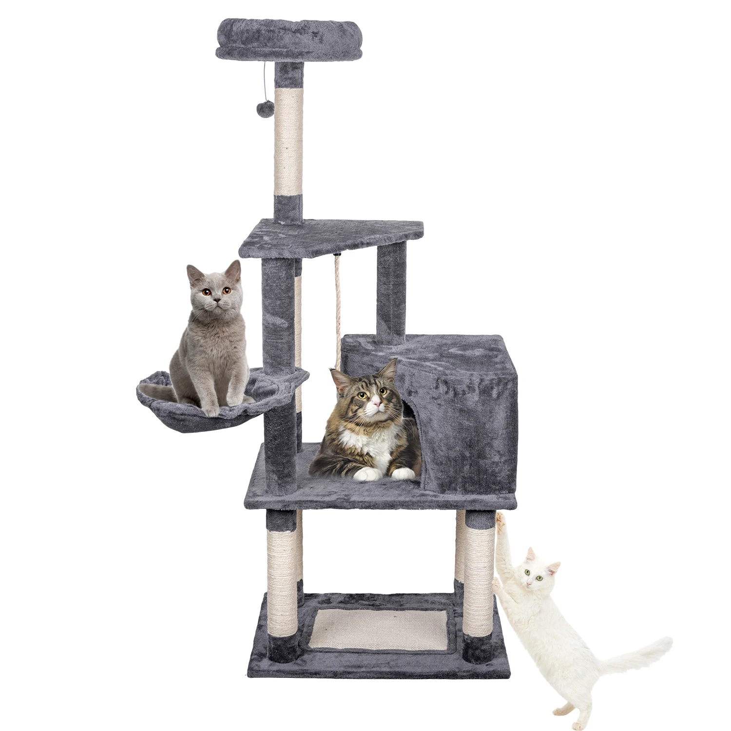 Manufacturer wholesale sisal short plush stable large scratcher tower condo pet supplier cat tree