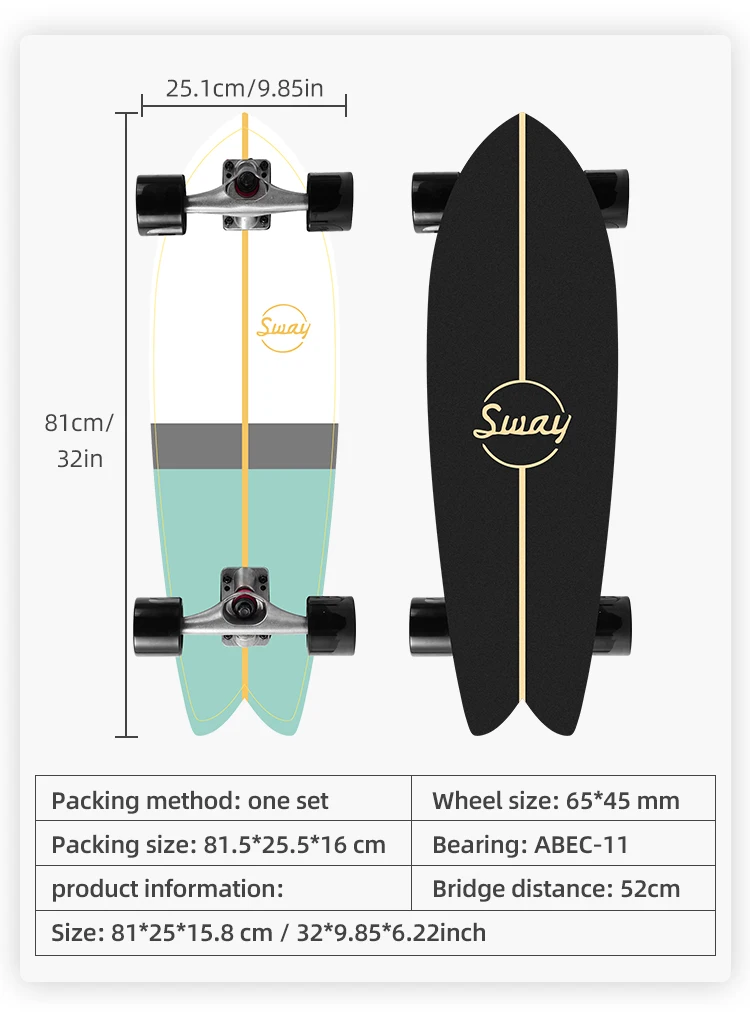 
SWAY C4 Surfskate 2021 Hot Sale Surfskate Professional Smoothstar Maple Surf Skateboard CX4 truck Skatoard 