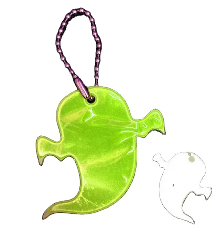 100% PVC EN71 Ghost Shape Reflective Keychain Pendant Kids Reflector Tags for School Bag