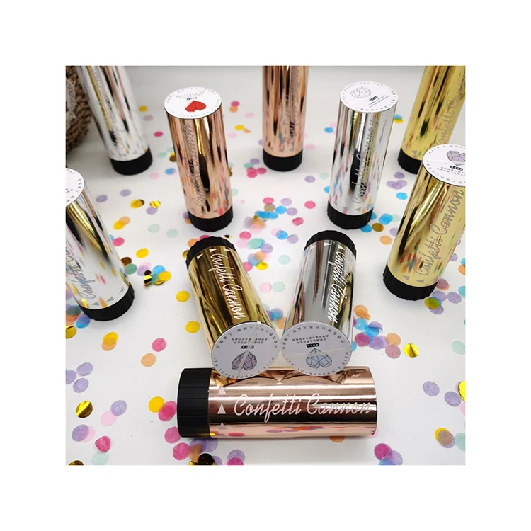 Hot sale round mini short barrel party popper holding confetti cannon with colorful sequins