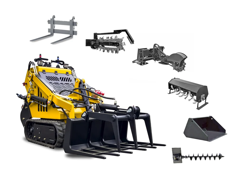 CE New type 350kg 500kg  China Skid steer Dingo Stand On Attachments Mini Crawler Skid Steer Loader With Track