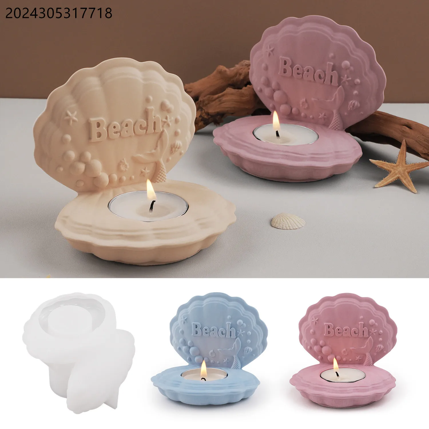 DIY Concrete Candlestick Making Tool Ocean Scallop Beach Candle Holder Silicone Mold Ring Storage Box Tea Light Casting Mould