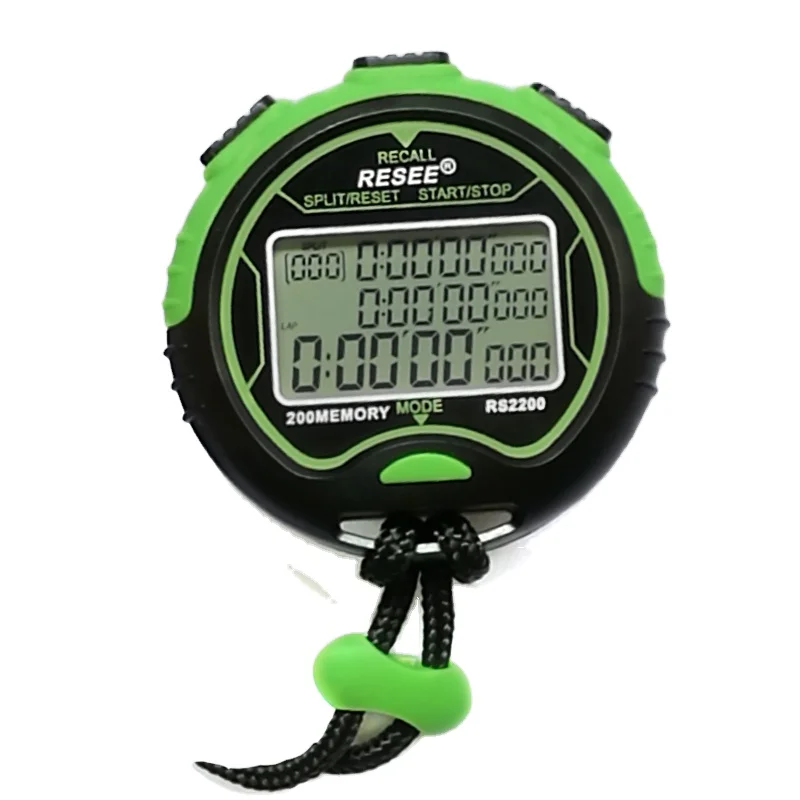 Resee Factory High Quality Large Mini Digital Stopwatch 10 Laps Memory Sport Count Stopwatch