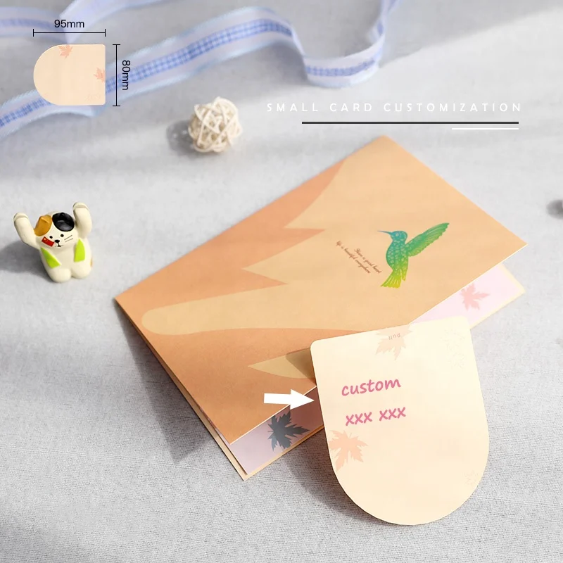 Factory sales 3D animated maple leaves birds pop up greeting cards for friends