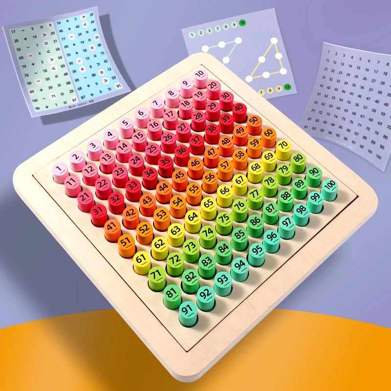 Montessori Math Toy 1-100 Consecutive Numbers Puzzles Wooden Hundred Board Toy