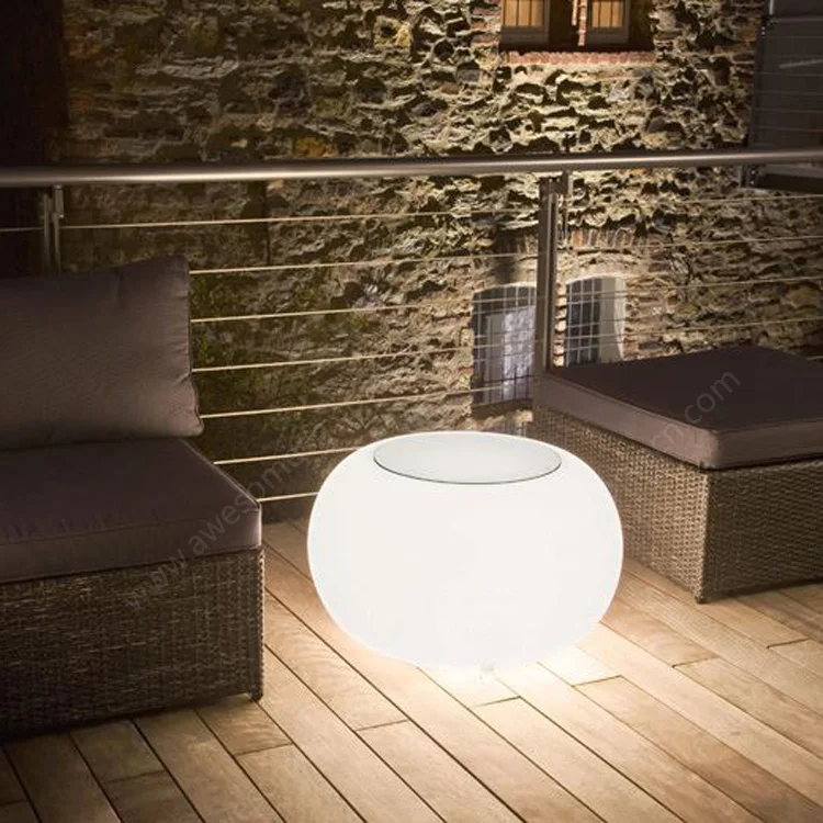 light up sofa side orange shaped glass ball table led round tea tables furniture (TP112)