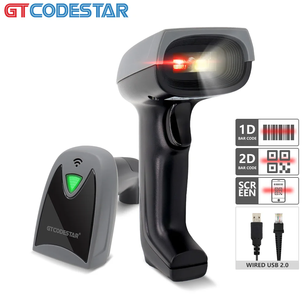 GTCODESTAR X-760E factory handheld QR bar code scanner 2D Wired Barcode Reader 1D barcode USB scan gun for supermarket scanning