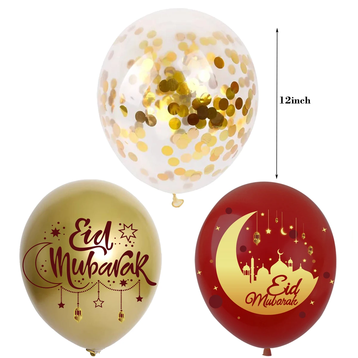 Muslim Ramadan Party latex balloon Moon Star printed 12 inch Balloons  Eid Mubarak Golden red Balloons Party Decoration Supplies