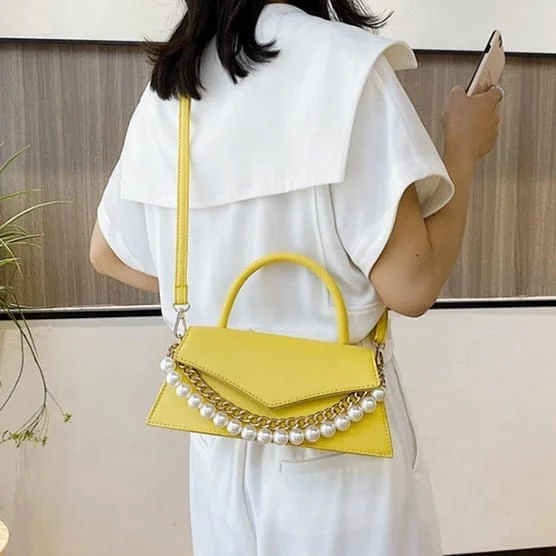 
Summer Beach Ladies Fashion Patry Pearl Chains Tote Single Side Shoulder Crossbody Handbag Women Hand Bags 
