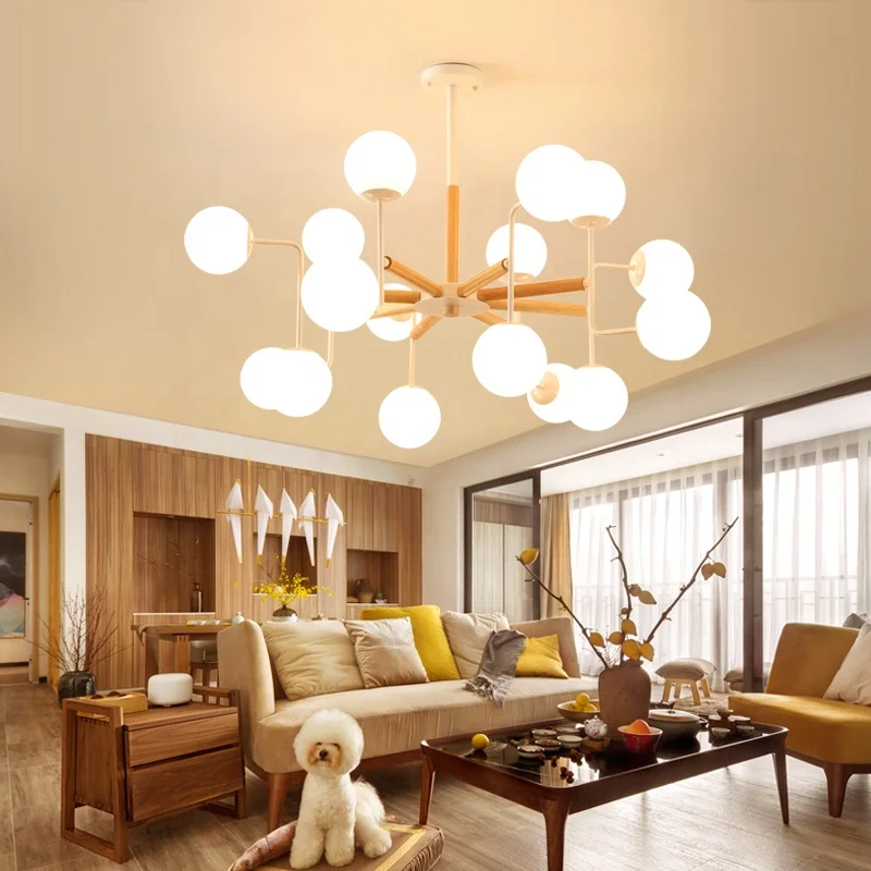 High Quality Black Iron Magic Bean Pendant Lamps White Bubble Glass Ball Bubble Chandelier for Wholesale