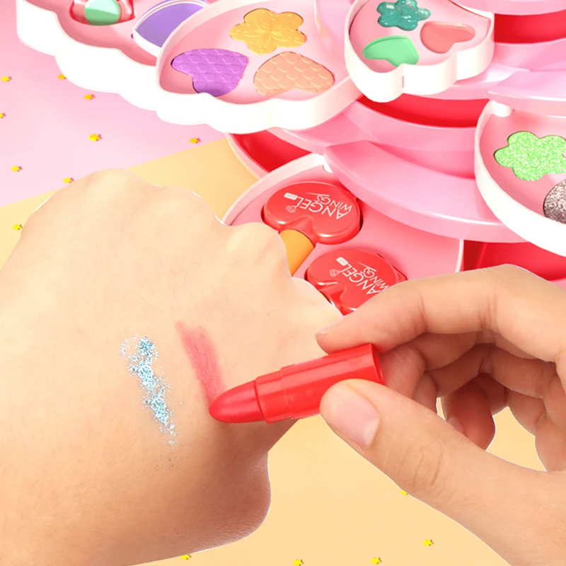 Hot sale Kids Flower Foldable Makeup Tool Set Party Cosplay Cosmetic Kits For Children Pretend Play Toys For Princess Girl