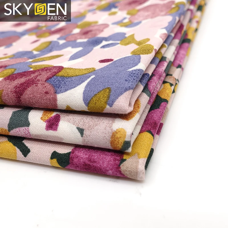 Skygen 105 gsm guangzhou textile market cotton fabric in bulk 100% cotton floral print fabric cotton poplin printed fabric