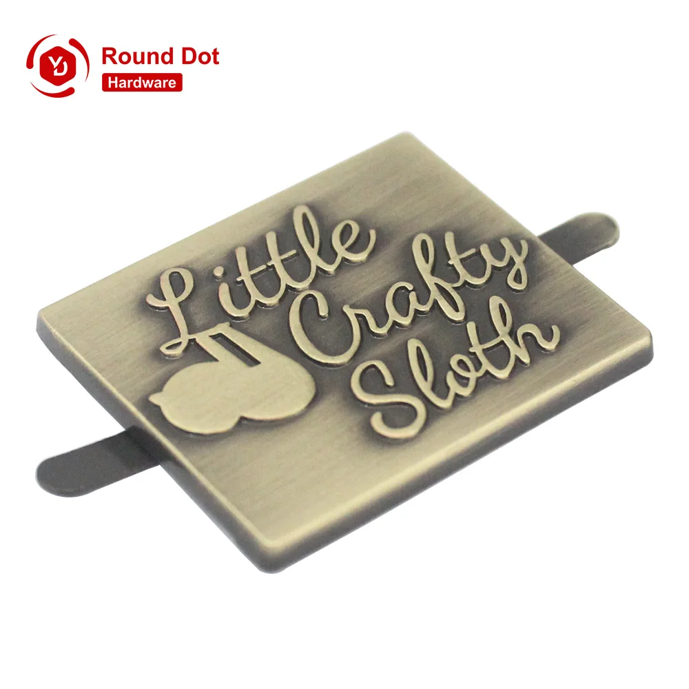 Luxury Bags Logo Embossed Metal Logo Label Tags Top Quality Customized Branded Metal Plates Hardware Accessories