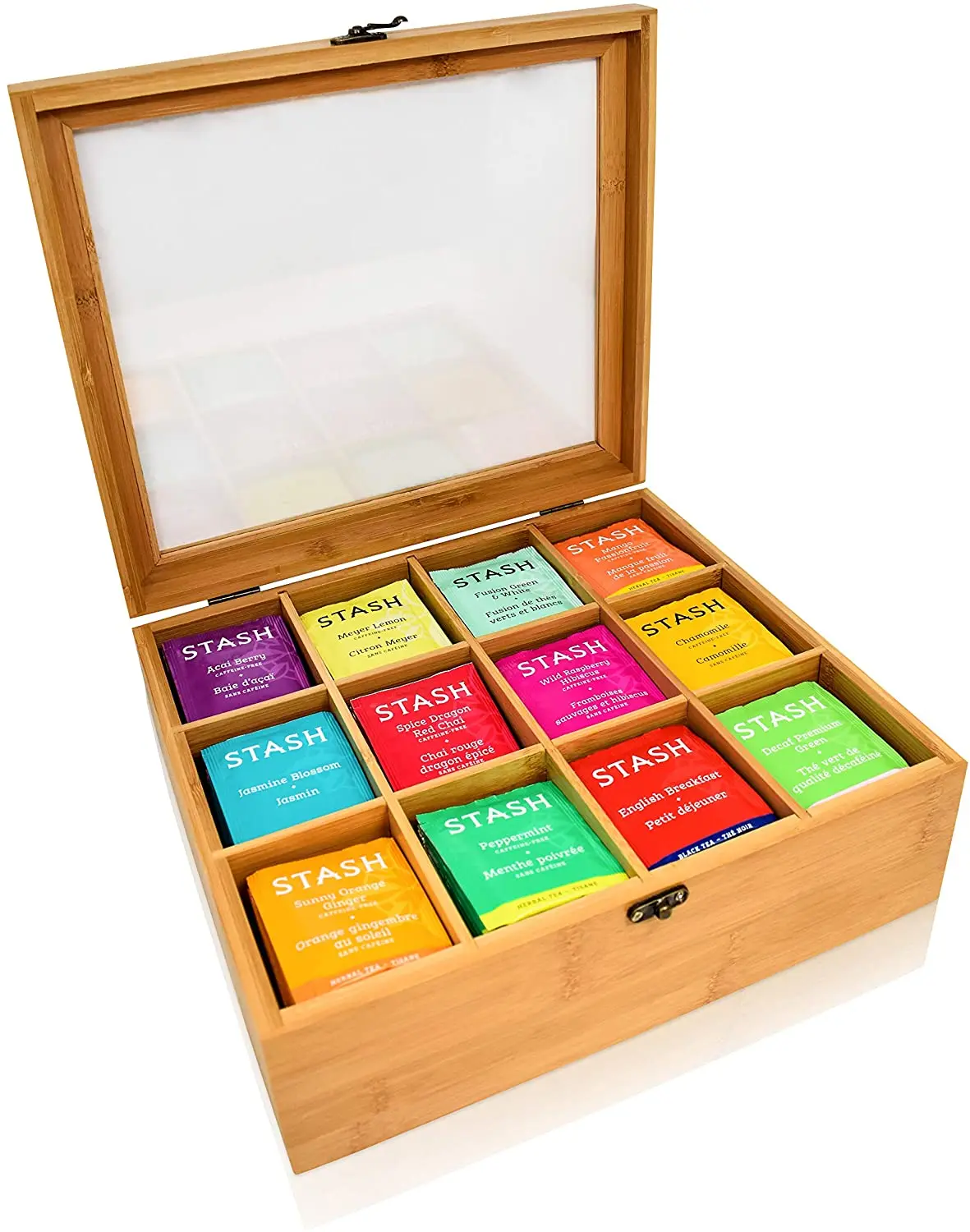 Natural Bamboo Tea Bag Organizer Box,Organizers and Storage Royal House Drawer Organizer Tea Box