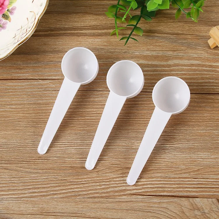 7.5g 15ml mini white plastic pp milk powder coffee tea mask cream round spoon medicine liquid spoon long handle