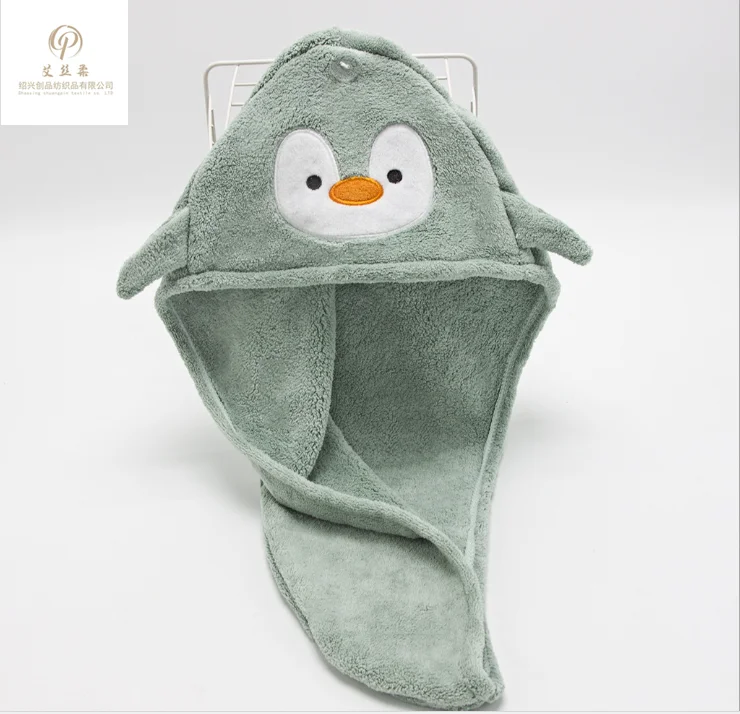 
100 Polyester Coral Fleece cartoon super quick-drying headscarf cute thickened dry hair hat 