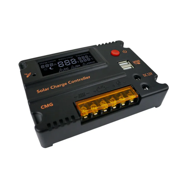 PWM 12V/24V 10A/20A Solar Charge Controller with LCD Display and Two USB for Auto Correct