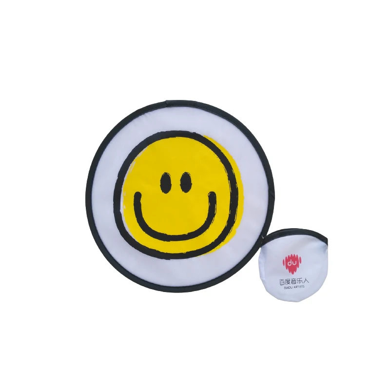 Custom Printed Nylon Round Folding Hand Fan Flexible Foldable Disc Fan for Summer