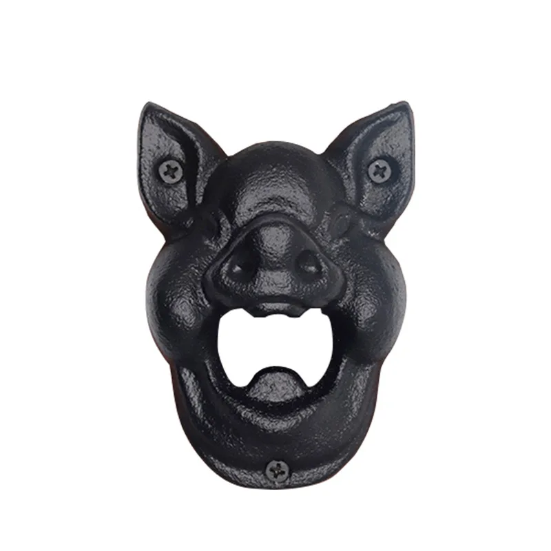 2022 Newest bear head bottle opener cast iron animal wall wine opener pig head wall hanging beer bottle opener