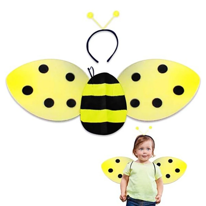 Custom Honeybee Costume Set with 1 Pair of Wings and Antenna Headband Bee Costume ute Halloween Costume for kids