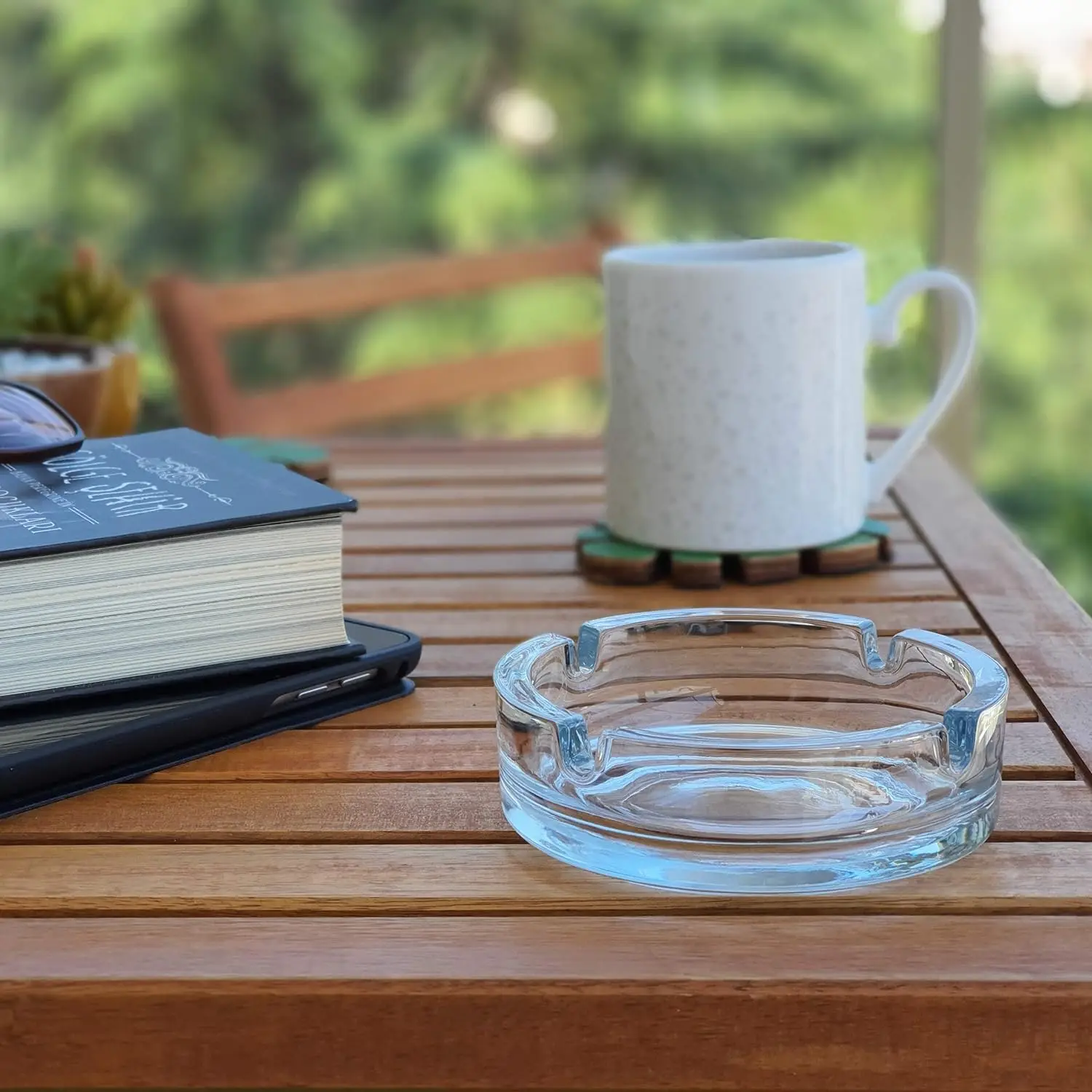 Wholesale Custom Logo Round Glass Ashtray Transparent Thicken Glass Ashtray Outdoor Indoor Use