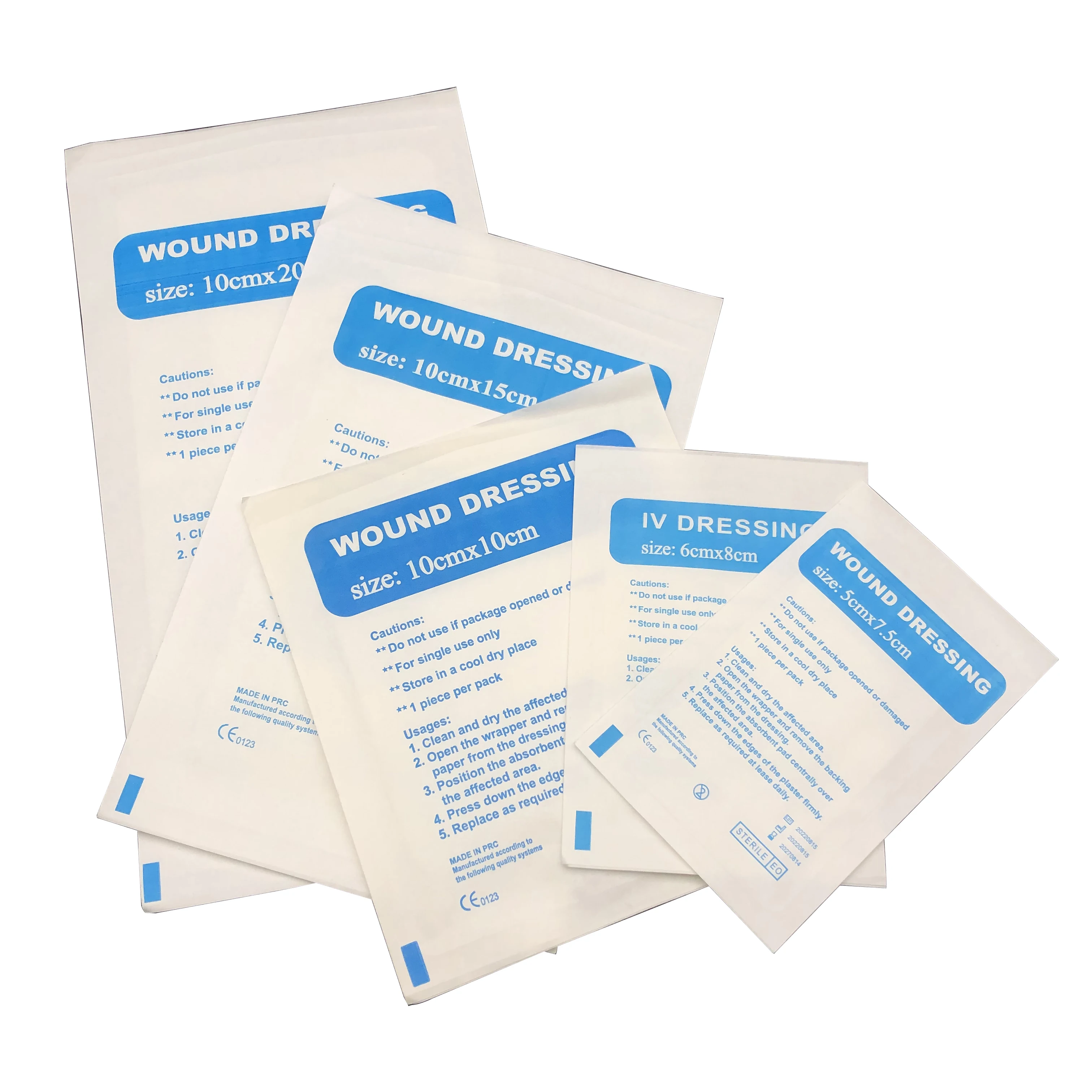 Разный размер стерильные нетканые дышащая прозрачная лента перевязочных материалов рулон