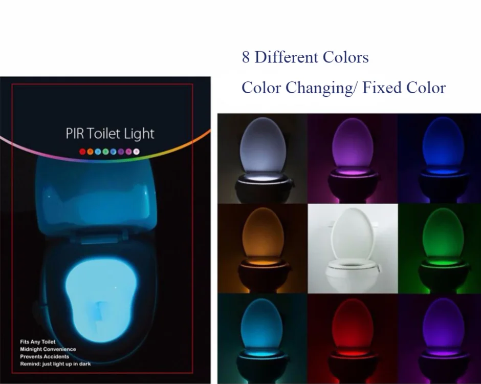 Smart PIR Motion Sensor Toilet Seat Night Light 8 Colors Waterproof Backlight For Toilet Bowl LED Luminaria Lamp WC Toilet Light