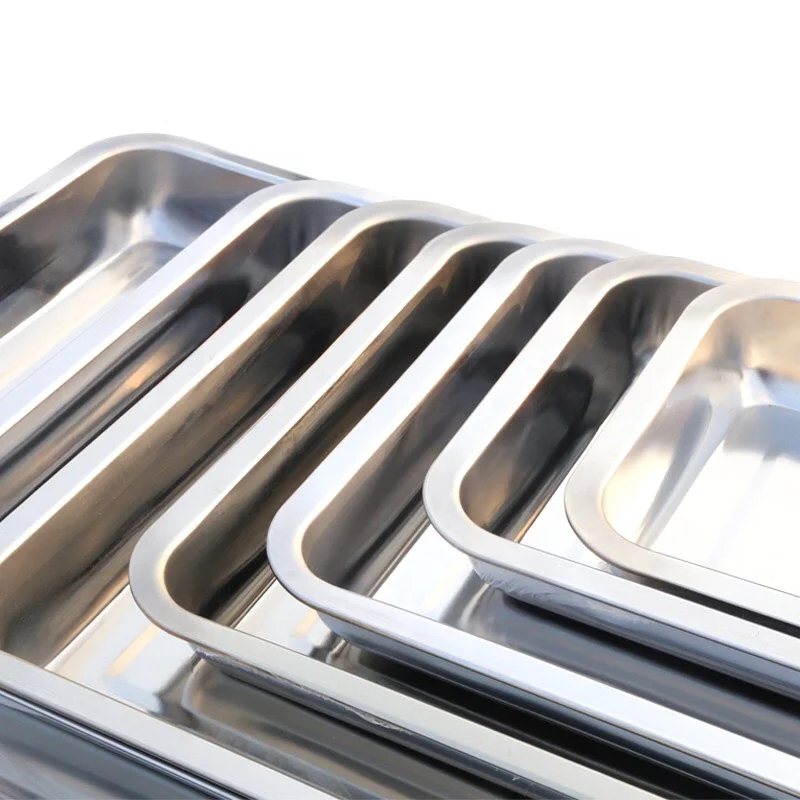 
BBQ stainless steel serving trays metal wholesales quare plate Hotel restaurant 