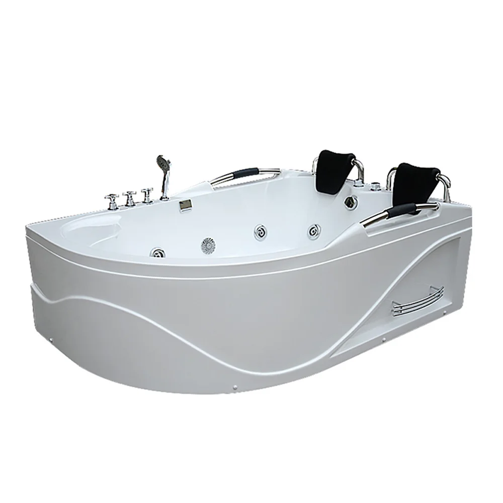 Freestanding Whirlpool Hydrotherapy Massage Corner Multi Functional Acrylic Bathtub Hot Tub 2 Two Person Bathroom Bath Tub White