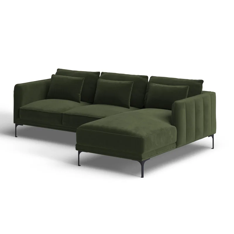 Upholstery Modern Velvet Living Room Couch with Chaise 2-Piece Set L-Shape Corner Sofa Green Home Furniture Living Room Sofas