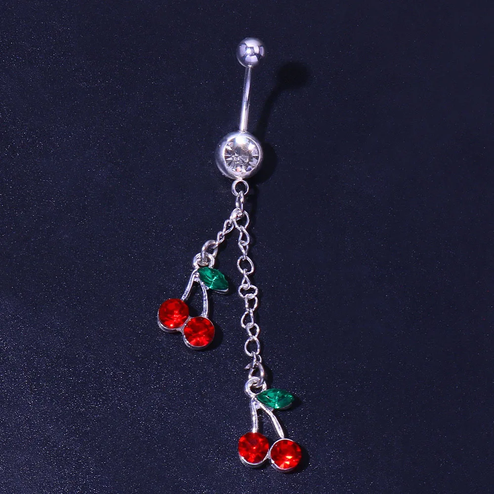 Hot Selling Personalized Cherry Love Piercing Navel Stud Sexy Tassel Belly Ring Nail