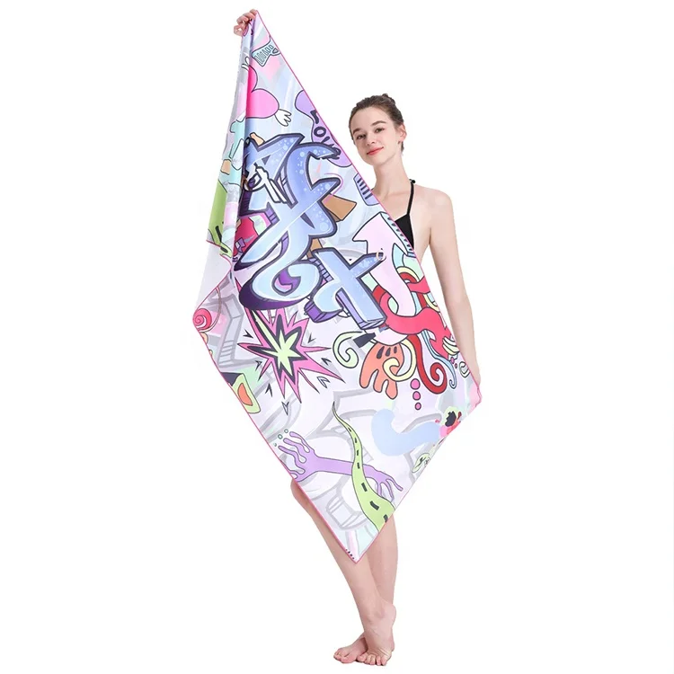 Custom sand free printed microfiber suede beach towel