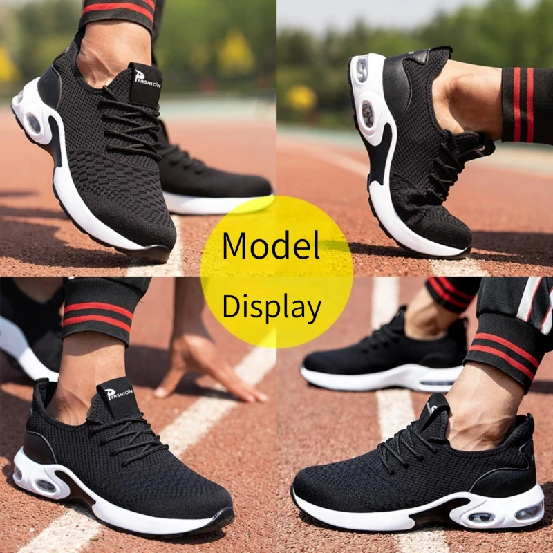 Anti Puncture Anti Slipping labor protection breathable  steel toe walking hiking casual safety boots shoes men lightweight