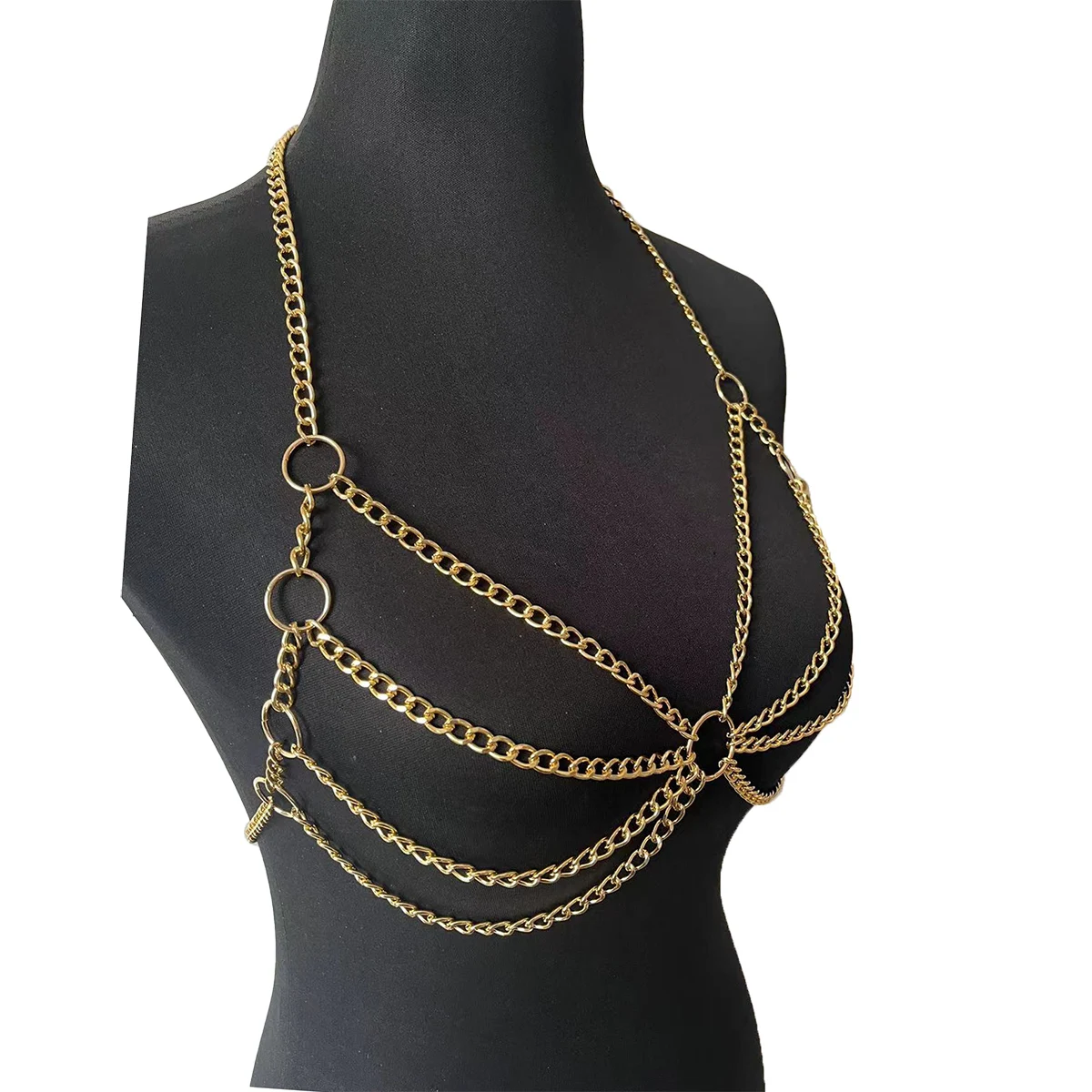 MusicFfestival Party  Cross Chest Chain for Women Body Jewelry Layered Belly Waist Chain Necklace Bikini Summer Beach Gift
