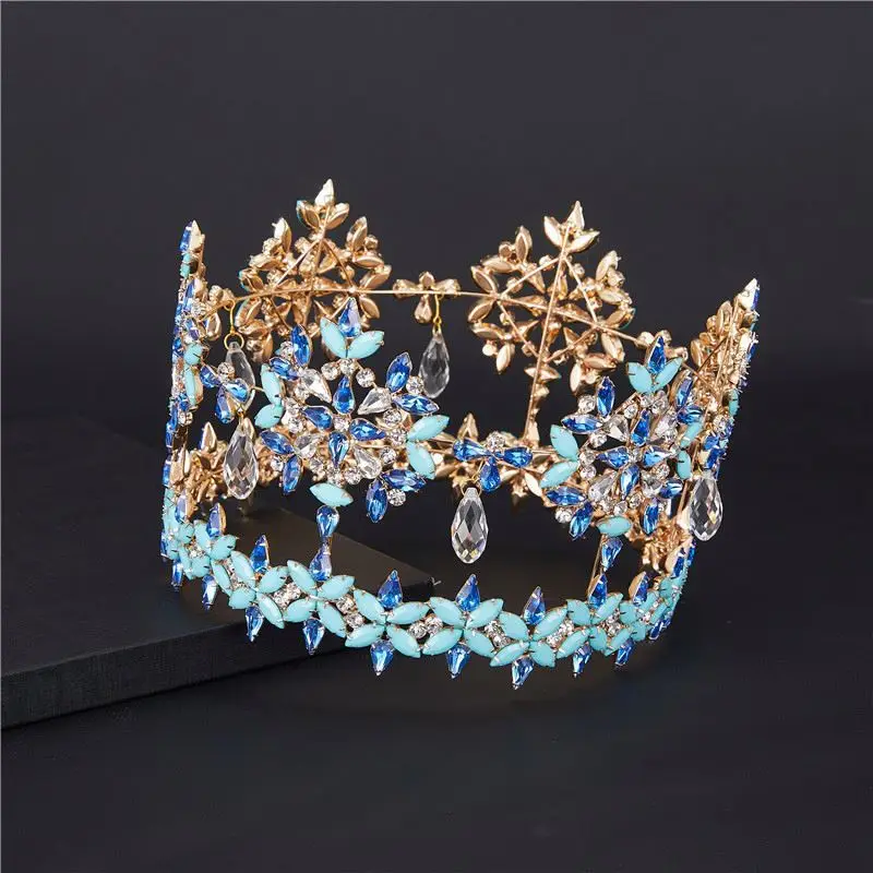 2022 New High Quality Queen Crown Gold Bridal Pageant Tiara Pageant Miss Universe Crown