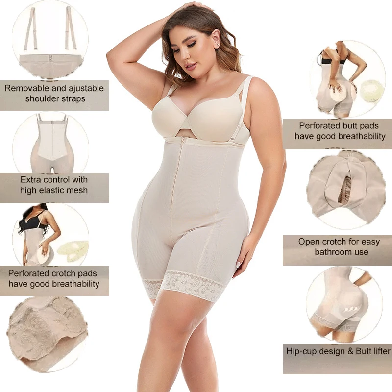 Wholesale High Quality Hip Padded Panties Fajas Body Shapers Plus Size Shapewear Bodysuit