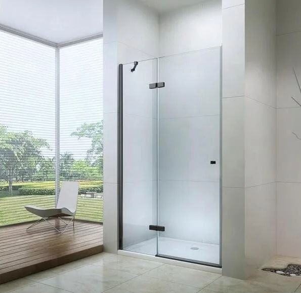Simple solution for bathroom decor. 1-shaped shower doors shower room110*190cm,Hinged door open with Black finished CE fine