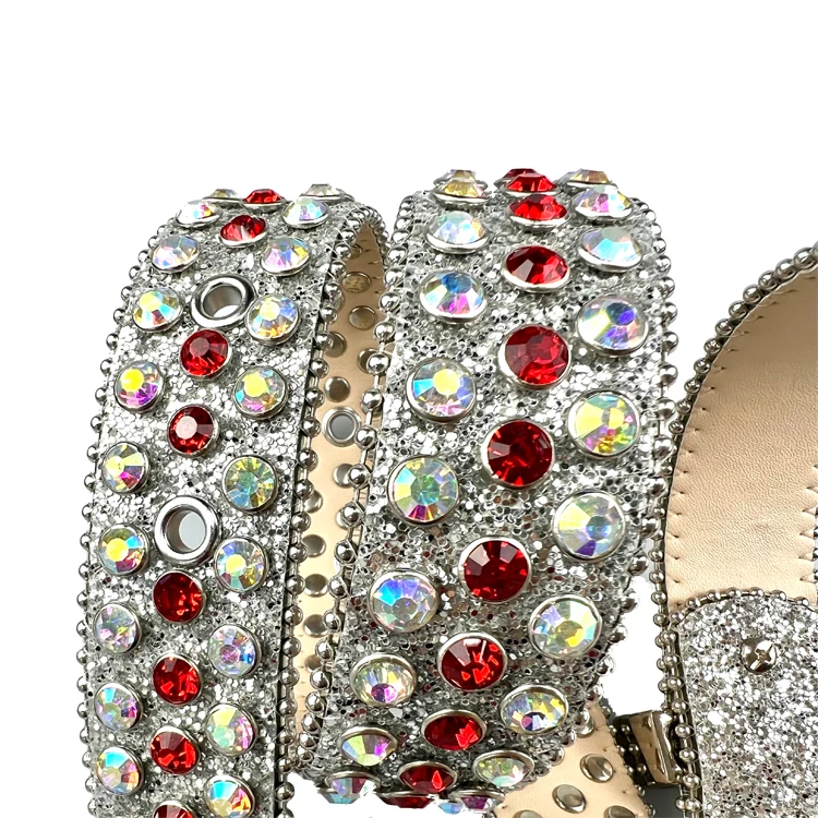 Fashion Casual Cowgirl Cowboy Bling Crystal Unisex Leather Rhinestone Waist Belt for men women