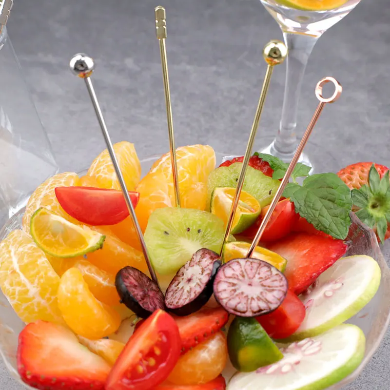 Wholesale Cocktail Picks Stainless Steel Fruit Picks Martini Picks