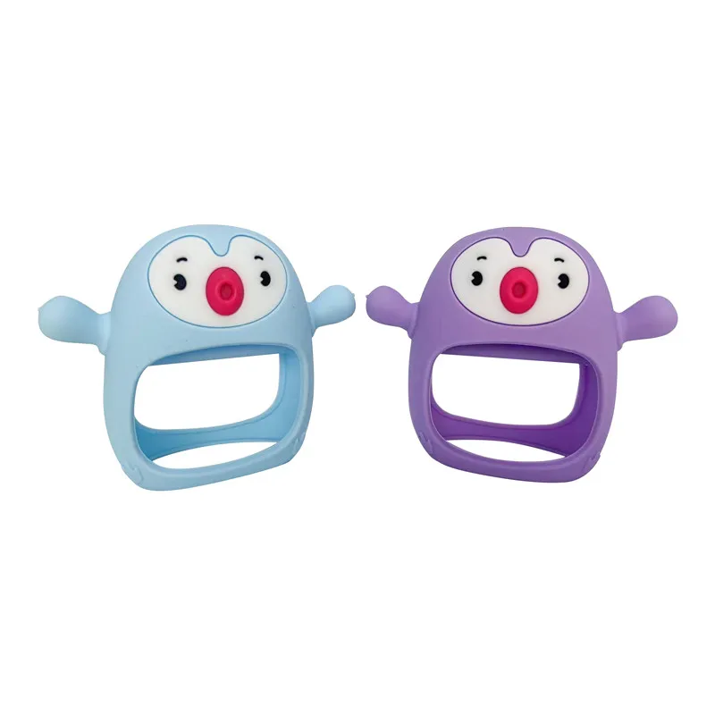 Hugebirds Hot Sale Penguin Buddy Never Drop Penguin Silicone Baby Teether Toy for 0-6 month Infants