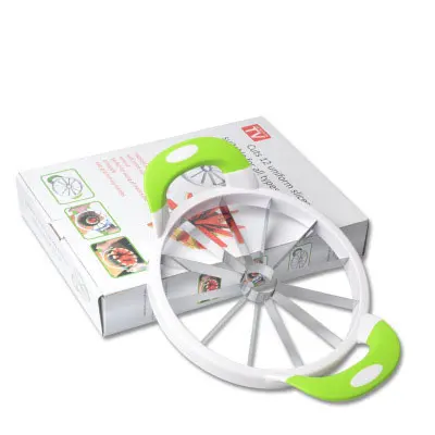 wholesale low MOQ High quality stainless steel fruit Kitchen tools watermelon slicer melon cutter Comfort Silicone Handle