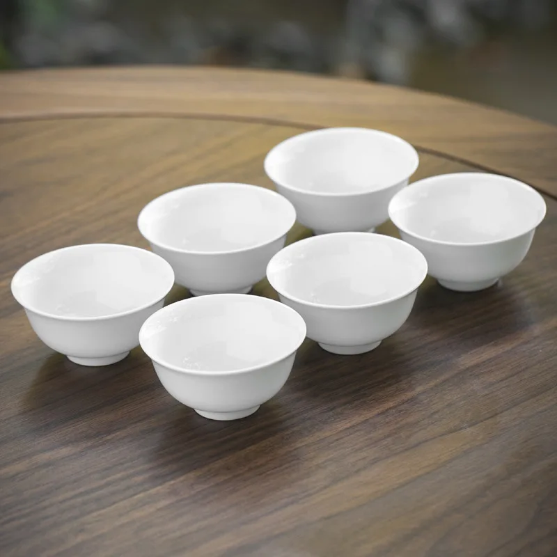 Wholesale white tea cup set for gifts 30ml 40ml 50ml chinese porcelain tea cups bulk custom logo ceramic cups reusable