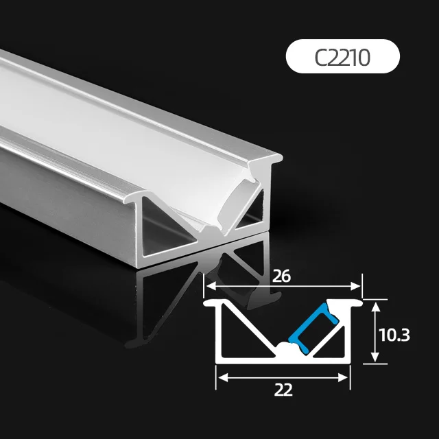 C2210 For wardrobe Cabinet Lamp Alu Perfiles De Aluminum Extrusion Housing heat sink Channel surface Led Profile Aluminum