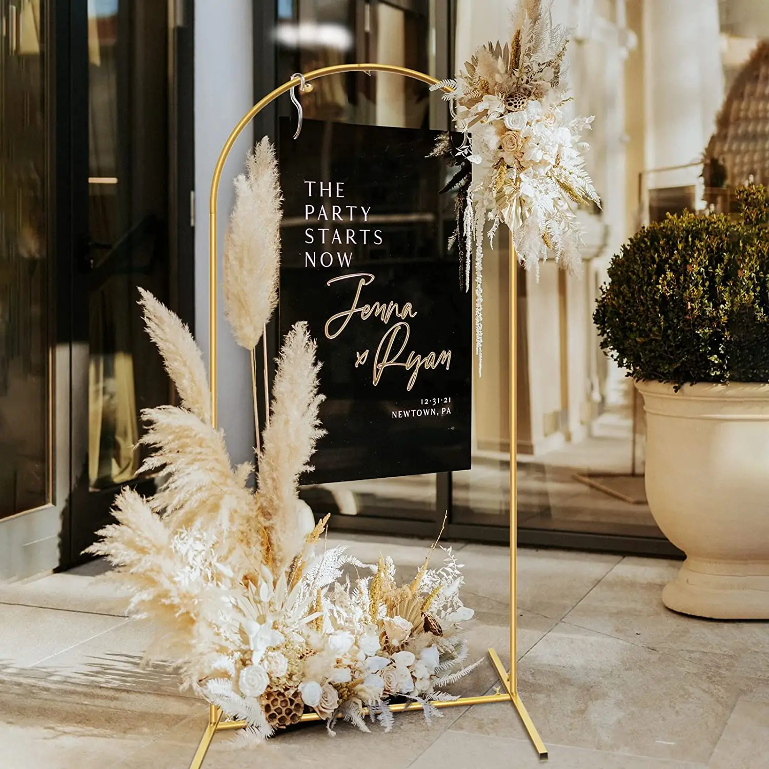 6 футов x 2 золотые свадебные арки для церемонии прямоугольный металлический Шар АРКА стойка комплект садовый цветочный квадратный Арка Рамка