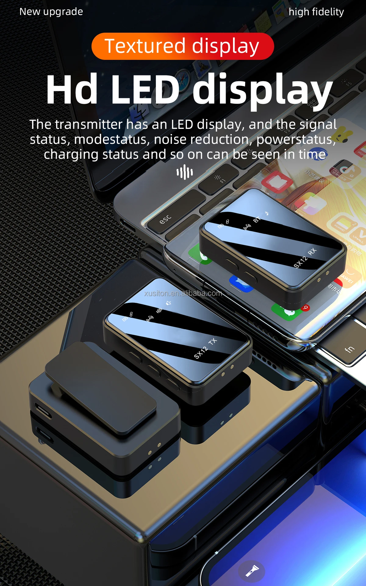 Mini Microphone SX12 noise reduction Portable broadcast Speech Teach Digital Display professional Clip Wireless lapel microphone