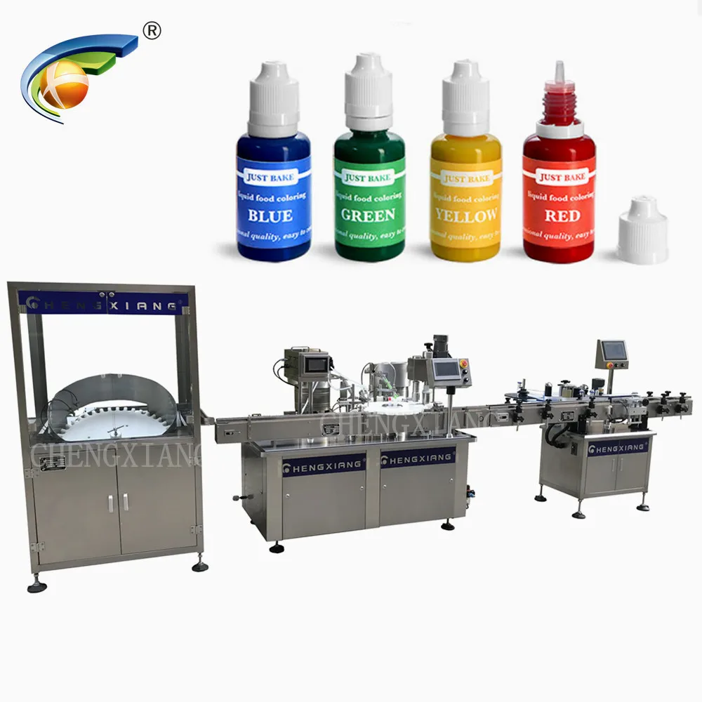 Customized 10ml food colour dropper bottle filling machine,monoblock Liquid Pigment filling line